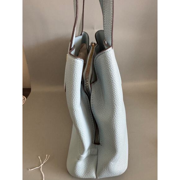 Nanette Lepore Tote Bag Womens Baby Blue Pebbled Faux Leather Shoulder Bag Purse - Picture 4 of 9